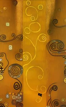 Stylish yellow gold pattern backdrop in style of Klimt Stock Illustration
