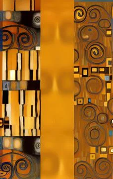 Stylish yellow gold pattern backdrop in style of Klimt Stock Illustration