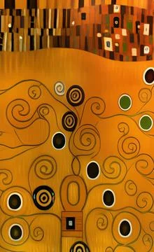 Stylish yellow gold pattern backdrop in style of Klimt Stock Illustration