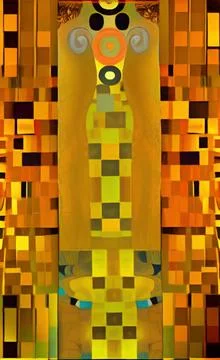 Stylish yellow gold pattern backdrop in style of Klimt Stock Illustration