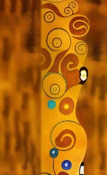Stylish yellow gold pattern backdrop in style of Klimt Stock Illustration