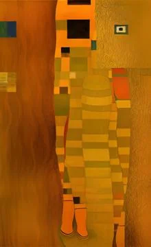 Stylish yellow gold pattern backdrop in style of Klimt Stock Illustration