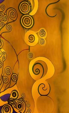 Stylish yellow gold pattern backdrop in style of Klimt Stock Illustration