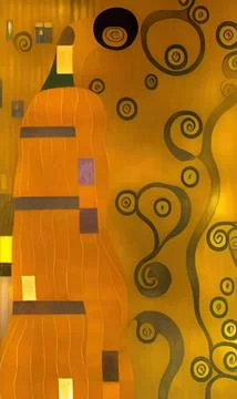 Stylish yellow gold pattern backdrop in style of Klimt Stock Illustration