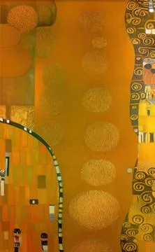 Stylish yellow gold pattern backdrop in style of Klimt Stock Illustration
