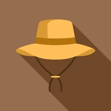 Stylish yellow sun hat flat design icon Stock Illustration