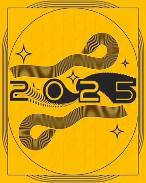 Stylish Yellow Typography Poster Optical Motion Art Stock Illustration
