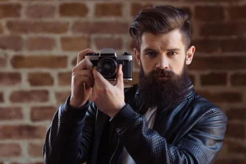 Stylish young bearded man Foto stock