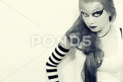 Stylish young model with a bright make-up Stock Photos