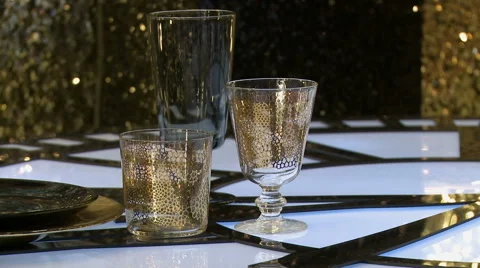 Stylishly decorated table for anniversary Stock Footage 68068320