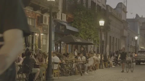 Stylishly designed cafes and customers in Buenos Aires, Argentina Stock Footage 345139078