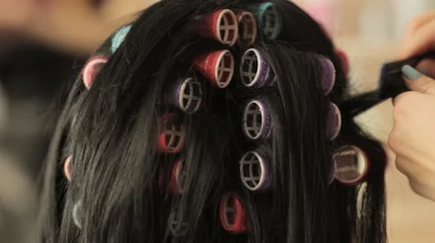 Stylist Barber makes haired procedure to improve hair volume Stock Footage 49962682