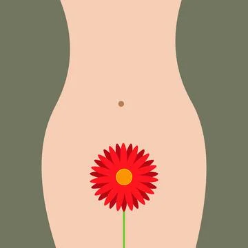 Stylization of the menstrual cycle red flower. Menstrual cycle. Menstruation  Stock Illustration
