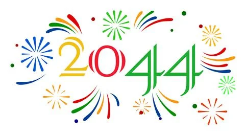 Stylized 2044 new year text, happy 2044 celebration graphic, future year bann Stock Illustration