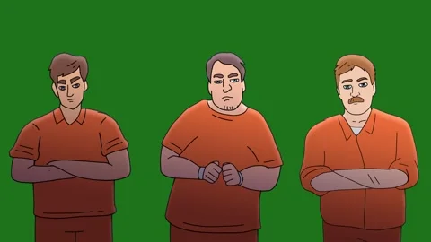 Stylized 2D Animation of Three Prison In... | Stock Video | Pond5