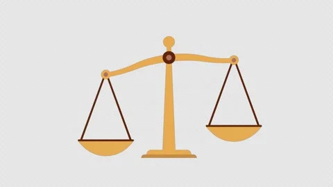 Stylized 2D Balance Scale Justice Comparison 4K Loop Alpha Video stock 339274474