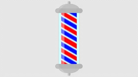 Stylized 2D Barber Pole Rotating Hair Salon 4K Loop Alpha Video stock 339273957