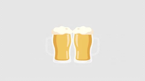 Stylized 2D Beer Mug Cheers Toasting 4K Loop Transparent Stock-Footage 339167612