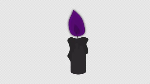 Stylized 2D Black Candle Purple Flame 4K Loop Transparent 動画素材 338167938