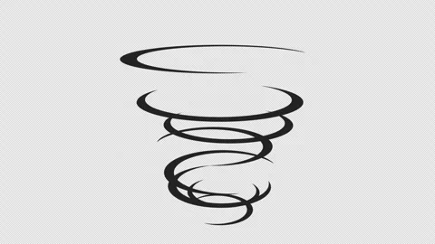 Stylized 2D Black Tornado Whirlwind Magic 4K Loop Alpha Stock Footage 339063082