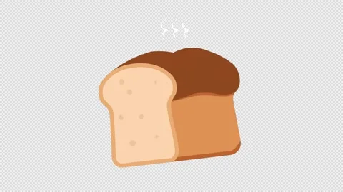 Stylized 2D Bread Loaf Toast Steam Morning 4K Loop Alpha Video stock 342913309