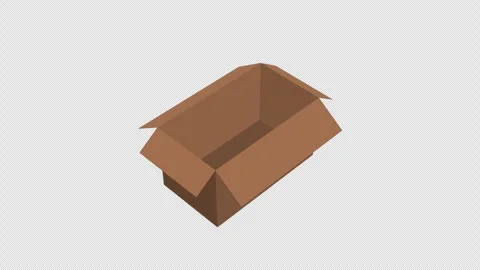 Stylized 2D Cardboard Box Opening Closing 4K Loop Alpha Stock-Footage 340057443