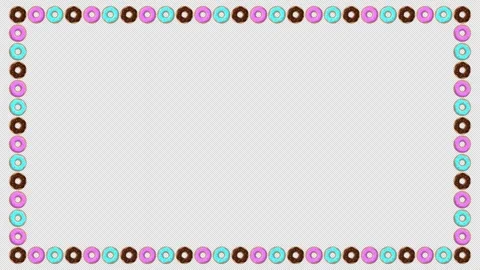 Stylized 2D Colorful Donut Frame Border Rotating 4K Loop Alpha Video stock 340252400