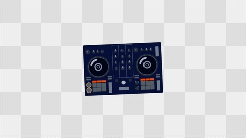 Stylized 2D DJ Controller Turntable Playing 4K Loop Alpha Stock Footage 340593215