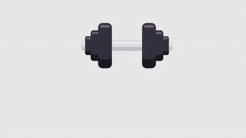 Stylized 2D Dumbbell Heavy Drop Workout 4K Loop Alpha Stock Footage 344349533
