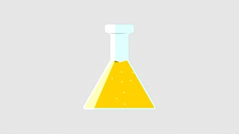 Stylized 2D Gold Science Flask Bubbling Liquid 4K Loop Alpha Vídeos de archivo 339273944