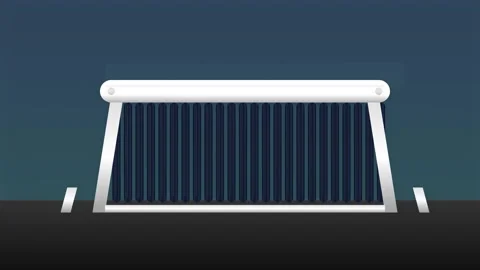 Stylized 2D Graphic Illustration of a Solar Water Heater with Evacuated Tub.. Stock Footage 345694123