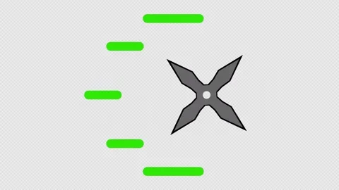 Stylized 2D Green Ninja Star Shuriken Flying 4K Loop Alpha Video stock 338441604