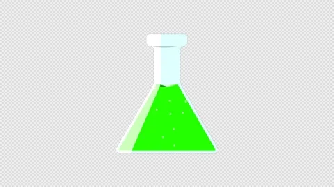 Stylized 2D Green Science Flask Bubbling Liquid 4K Loop Alpha Vídeos de archivo 339274013