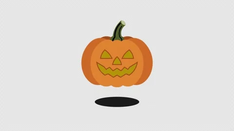 Stylized 2D Halloween Pumpkin Jack O Lantern Floating 4K Loop Stock Footage 339167469