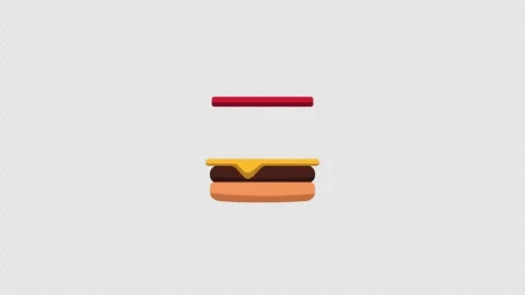 Stylized 2D Hamburger Ingredients Stacking 4K Loop Alpha 库存影片 343341587