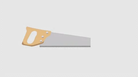 Stylized 2D Hand Saw Tool Cutting DIY Craft 4K Loop Alpha Stock Footage 344359049