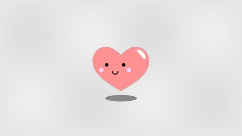 Stylized 2D Happy Smile Heart Character 4K Loop Alpha Stock Footage 335686368