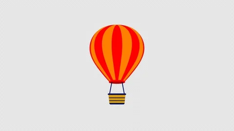 Stylized 2D Hot Air Balloon Floating Travel 4K Loop Alpha Stock-Footage 339374884