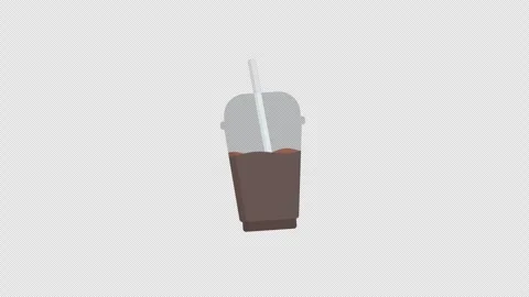 Stylized 2D Iced Coffee Plastic Cup Swaying 4K Loop Alpha Stock Footage 344015665