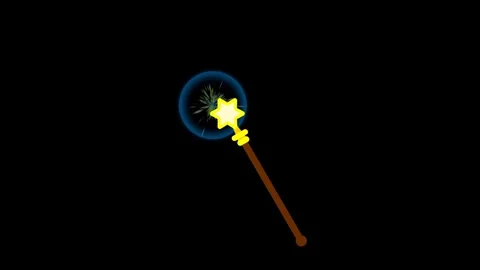 Stylized 2D Magic Wand Spell Shockwave 4K Loop Overlay Vídeo Stock 338441618