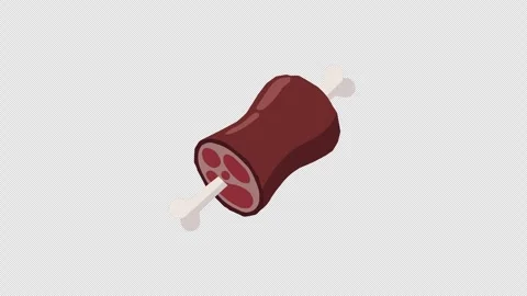 Stylized 2D Meat On Bone Food Gaming Reward 4K Loop Alpha Stock Footage 340438210