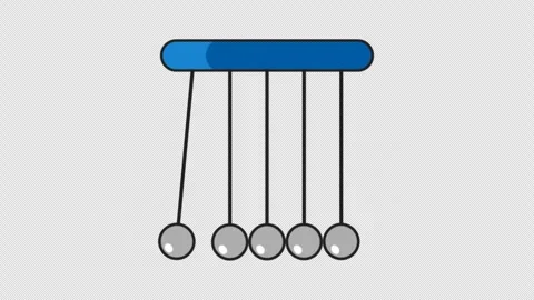 Stylized 2D Newton's Cradle Pendulum 4K Loop Transparent Stock Footage 339274719