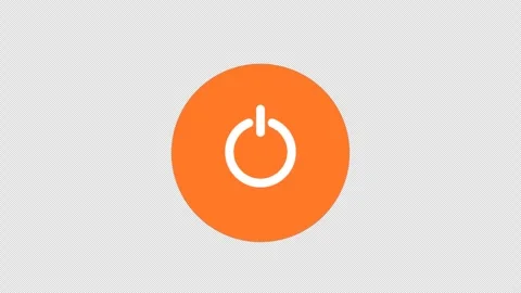 Stylized 2D Orange Power Button Turn On 4K Loop Alpha Stock Footage 339273923