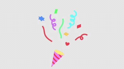 Stylized 2D Party Popper Confetti Burst 4K Loop Alpha Vídeo Stock 337702786