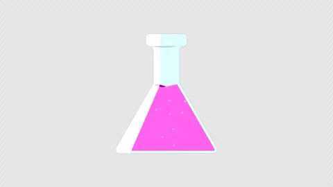 Stylized 2D Pink Science Flask Bubbling Liquid 4K Loop Alpha Vídeos de archivo 339274004