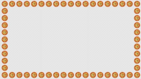 Stylized 2D Pizza Frame Border Rotating 4K Loop Alpha Stock Footage 340441834