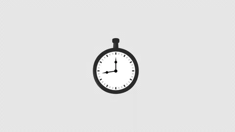 Stylized 2D Pocket Watch Clock Ticking 4K Loop Alpha Stock Footage 339378125