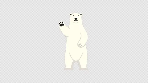 Stylized 2D Polar Bear Waving Hand Greeting 4K Loop Alpha Stock Footage 340933301