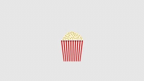 Stylized 2D Popcorn Cup Popping Cinema 4K Loop Alpha Видео 339375298