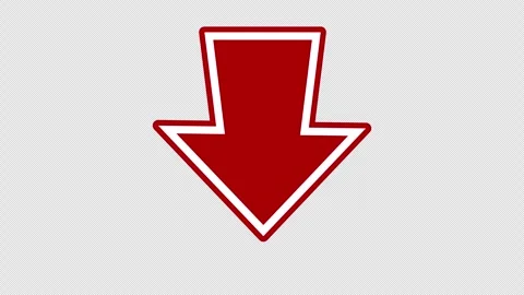 Stylized 2D Red Arrow Pointer Floating Attention 4K Loop Alpha Stock Footage 338434495